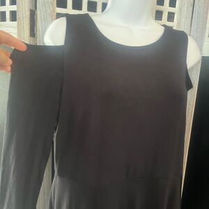 LOFT Black Sheath Cold Shoulder Dress